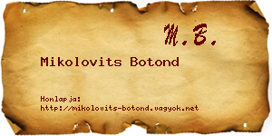 Mikolovits Botond névjegykártya
